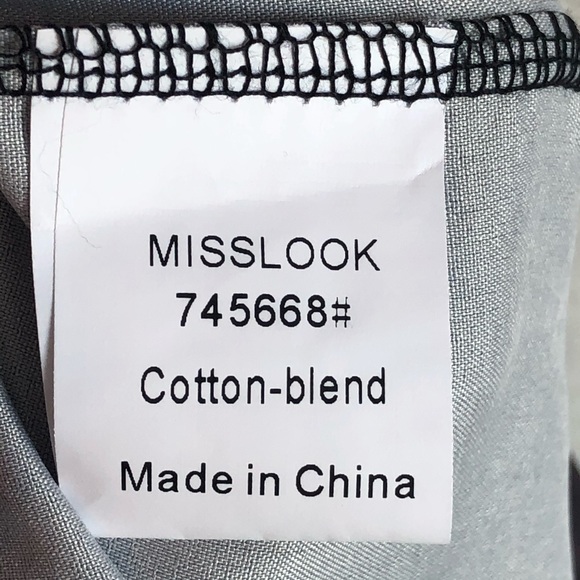 Misslook Gray Boho Print Long Sleeve Oversized Peasant Blouse - Picture 9 of 13